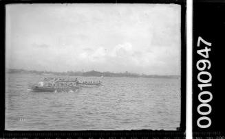 Rowing race off Garden Island, Sydney Harbour