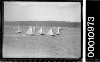 18-footers racing past Bradley's Head, Sydney Harbour