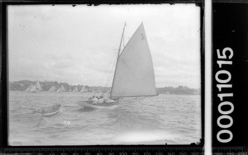 SASC yacht A13 cruising towing dinghy, Sydney Harbour