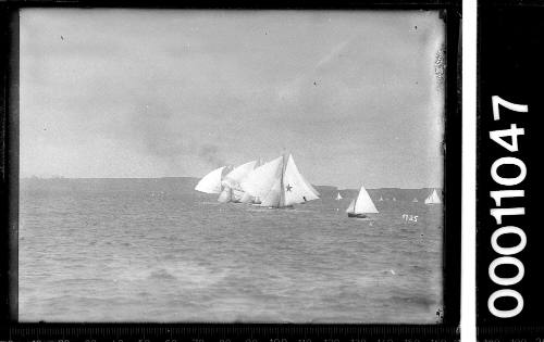 18-footer CALEDONIA racing with the fleet, Sydney Harbour