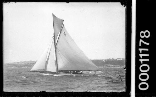 Gaff cutter with jackyard tops'l under sail on Sydney Harbour