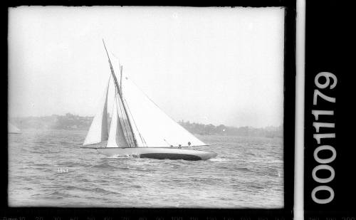 Gaff tops'l cutter with the number 16 on the mainsail, Sydney Harbour