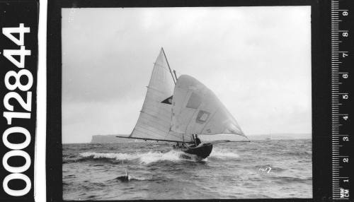 14-foot skiff or 16-foot skiff sailing on Sydney Harbour