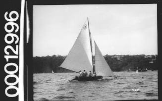 18-foot skiff with a target emblem on the mainsail, Sydney Harbour