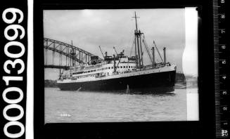 Passenger Liner DUNTROON sailing past Sydney Harbour Bridge