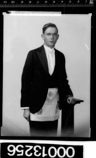 Portrait of a man wearing a masonic apron