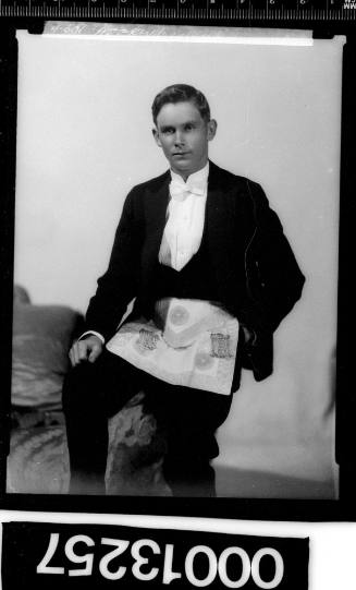 Portrait of a man wearing a masonic apron