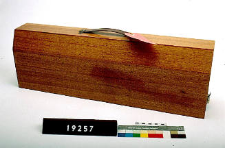 Varnished timber carry case for a scale clockwork model of a Royal Navy picquet boat