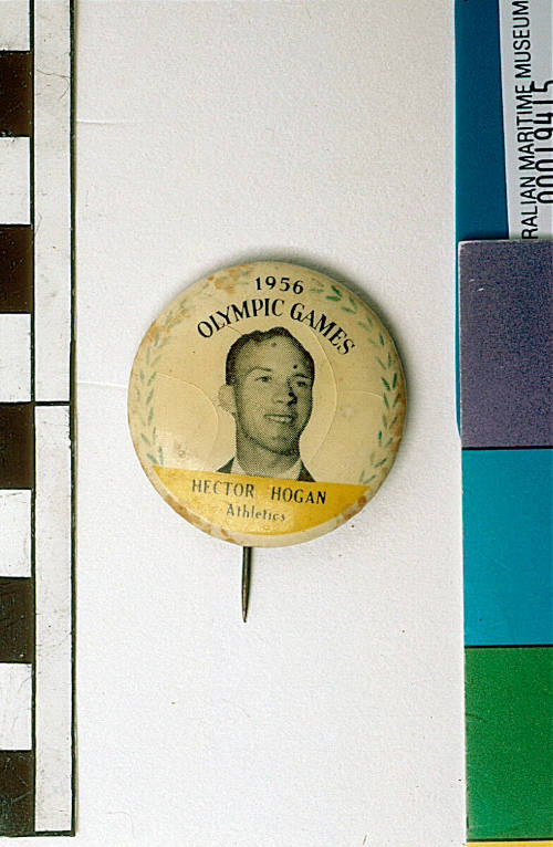 Hector Hogan badge to commemorate the 1956 Melbourne Olympic Games