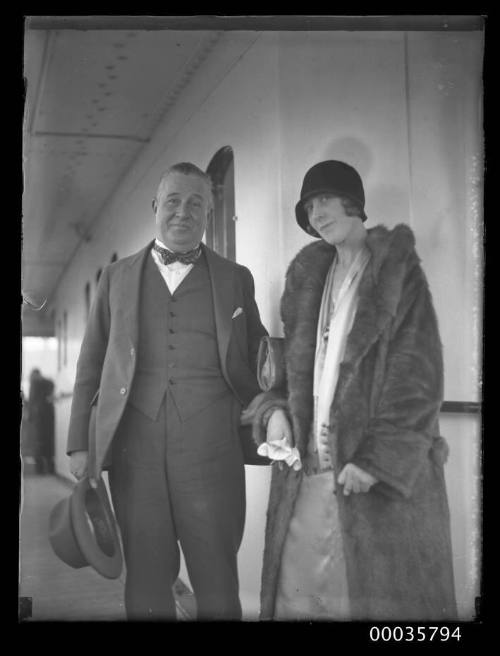 Man and woman on the deck of SS ORUNGAL