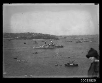 US Naval fleet in harbour passing Nielsen Park.