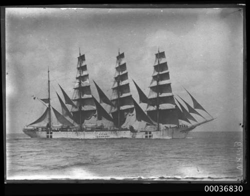 Barque VIKING with its WWI neutral shipping identification on its hull