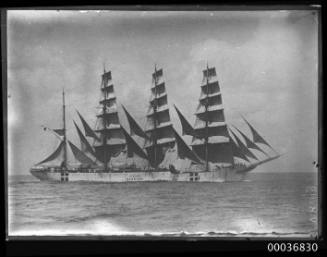 Barque VIKING with its WWI neutral shipping identification on its hull