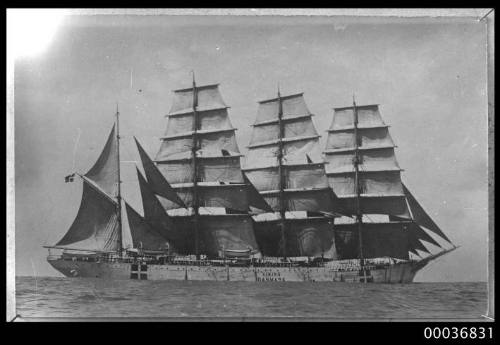 Barque VIKING with its WWI neutral shipping identification on its hull