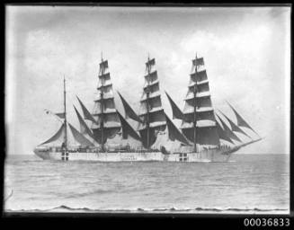 Barque VIKING with its WWI neutral shipping identification on its hull