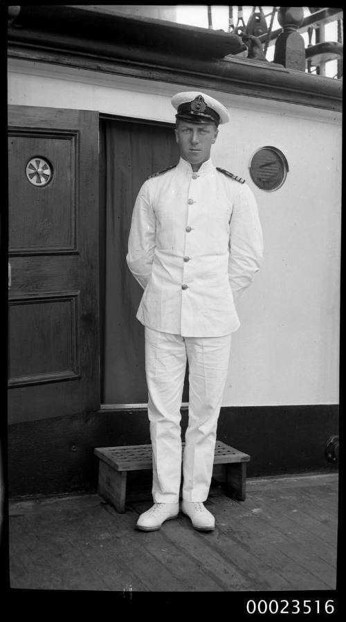 Portrait of a man in a white naval officer's uniform