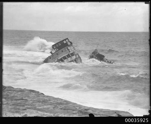 Wreckage of MV MALABAR off Long Bay headland