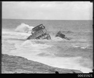 Wreckage of MV MALABAR off Long Bay headland