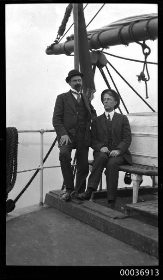Unidentified crew member with Captain Mathieson on board ANTIOPE