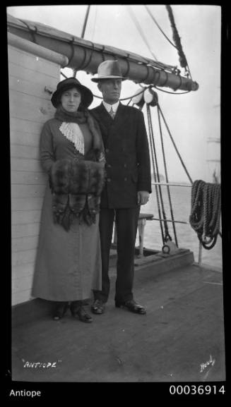 Captain Mathieson and his wife Gertrude on board ANTIOPE