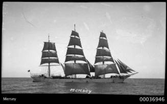 Three-masted ship MERSEY underway at sea