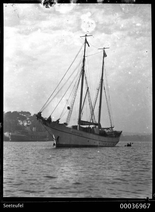 Two-masted schooner SEETEUFEL anchored in Neutral Bay near Kirribilli, Sydney