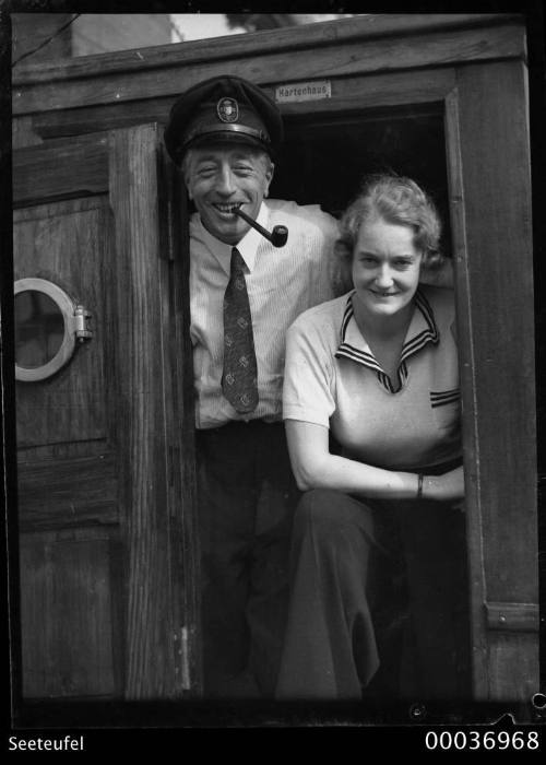 Count Felix Graf von Luckner with wife Countess Ingeborg von Luckner on board SEETEUFEL