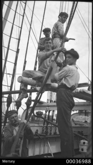 Five crew with rigging on board MERSEY