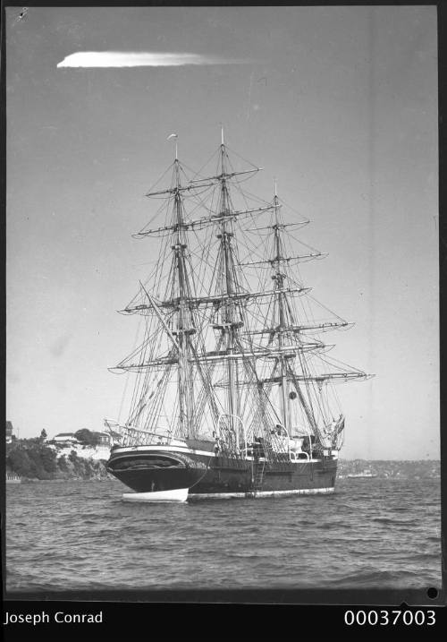 JOSEPH CONRAD at anchor stern view on the starboard quarter.