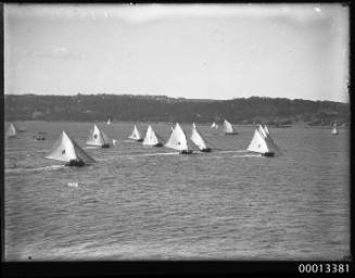 18-foot skiffs racing on Sydney Harbour