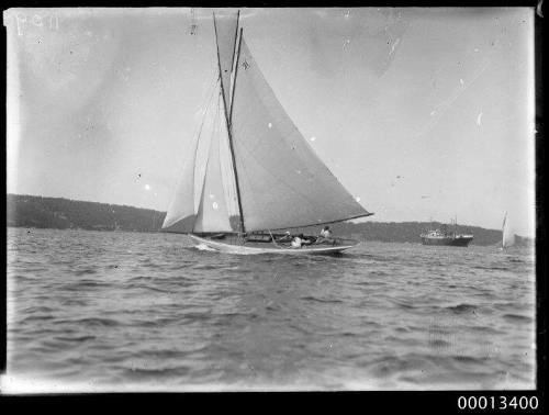 Gaff rigged yacht sails on Sydney Harbour