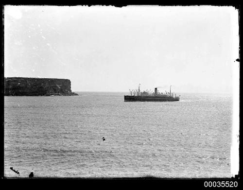 Unidentified liner entering Sydney heads, Sydney New South Wales.