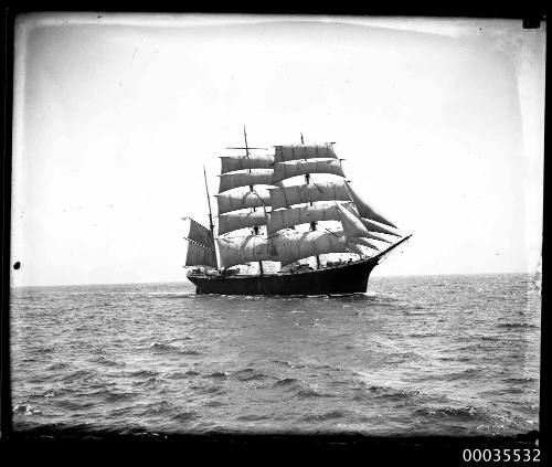 Image of WINTERHUDE three mast barque at sea.