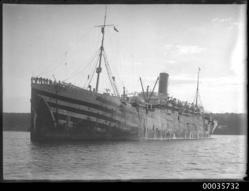 Passenger liner displaying WWI dazzle paint