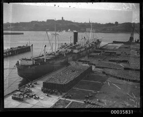 MV NEPTUNIAN unloading oil drums for H C Sleigh at Johnstons Bay in Sydney