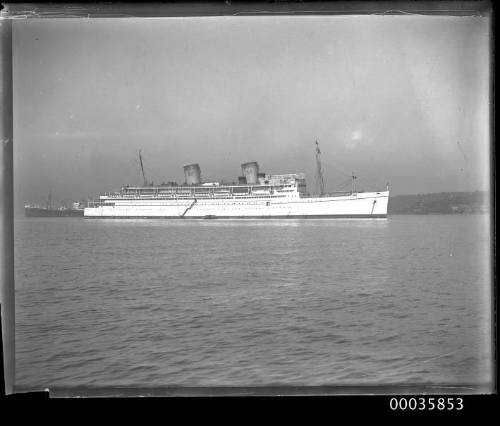 View of MALOLO American passenger liner in harbour.