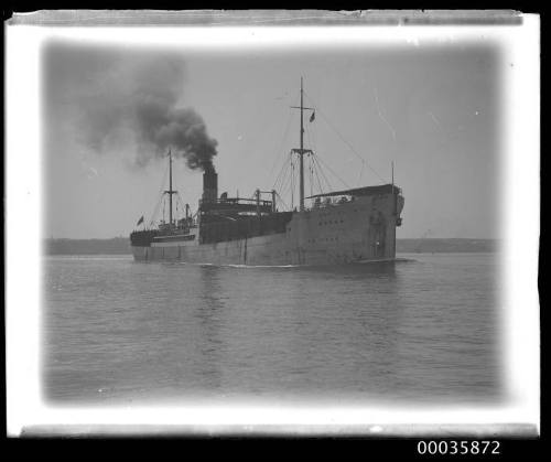 View of BOREN passenger cargo vessel in harbour.