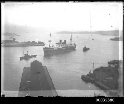 Unidentified passenger vessel entering Sydney Cove, Sydney New South Wales.