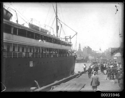 Passenger steamship arriving at west Circular Quay, Sydney