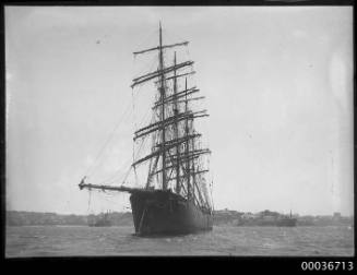 View of MUSTCOOTA in harbour with damaged bowsprit.