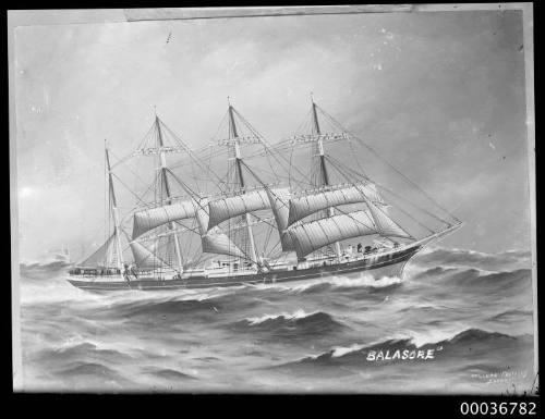 Image of BALASORE four mast barque at sea.