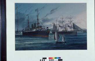 Two Royal Navy ships anchored at Port Adelaide including HMS ORLANDO of the Australia Station