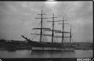 View of GRENADA four mast barque anchored in harbour.