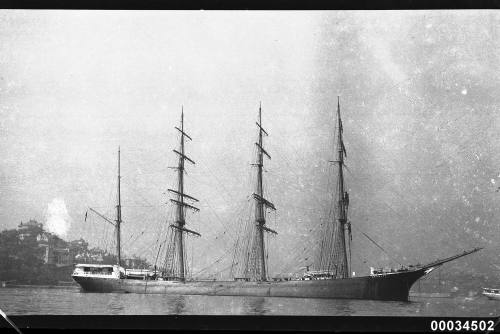 View of GRENADA four mast barque anchored in harbour.