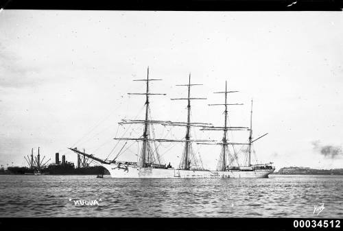 View of AUDUN four mast barque in harbour.