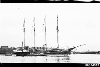 LUSON four mast schooner anchored in harbour.