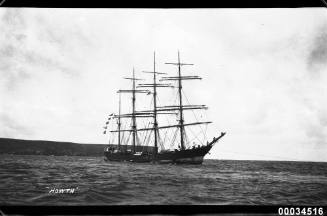 View of HOWTH four mast barque under tow.