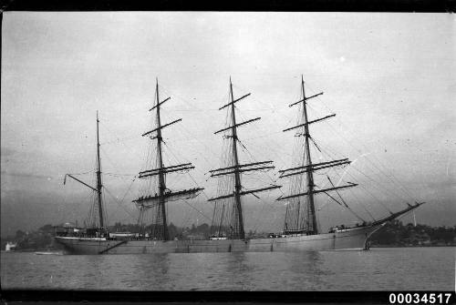 View of MARGRETHA four mast barque in harbour.