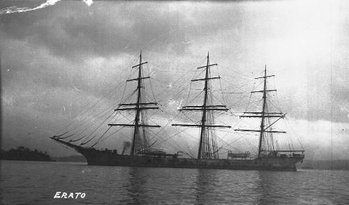 View of ERATO three mast barque in harbour.