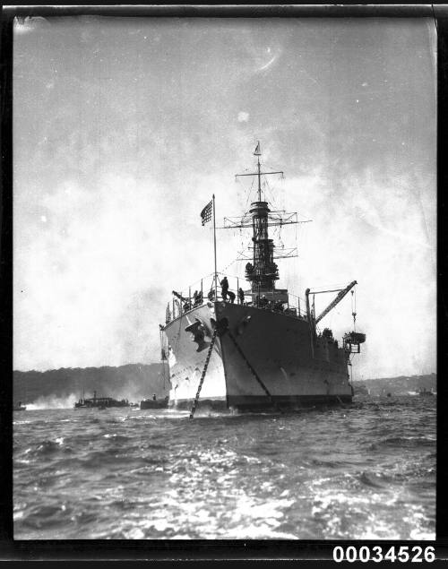 United States Navy warship underway in Sydney Harbour